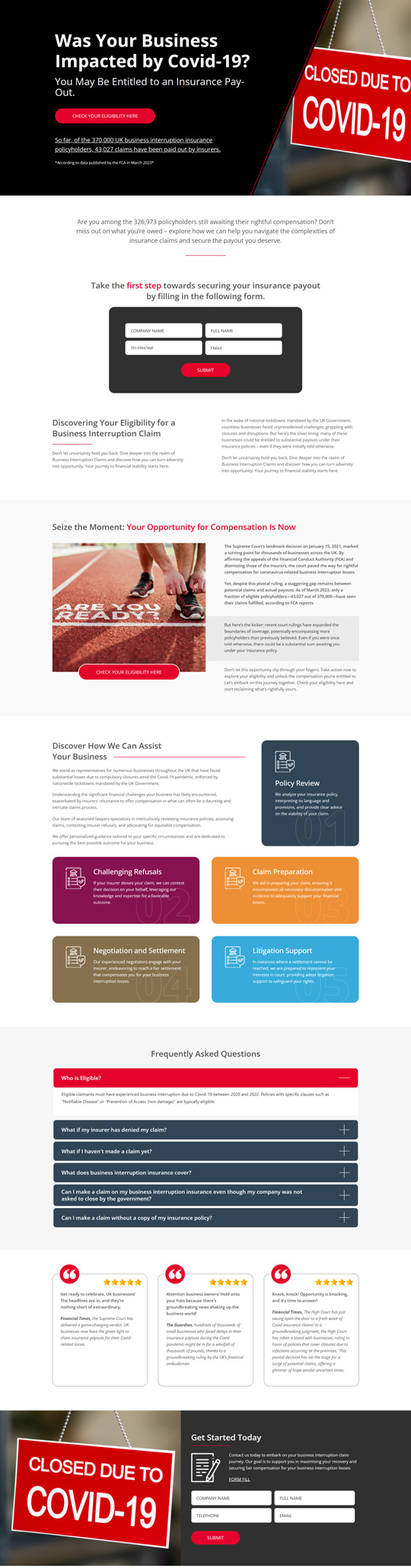 Business Claim Support